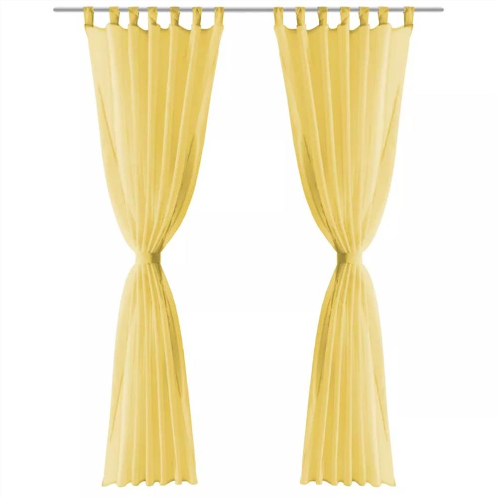 Voile Curtains 2 pcs 140x245 cm Yellow