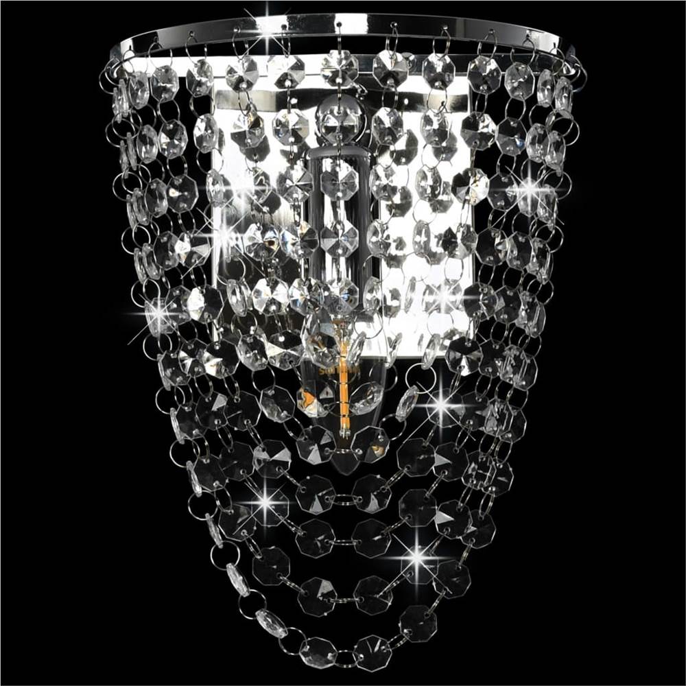 Wall Lamp with Crystal Beads Silver Oval E14 Bulb