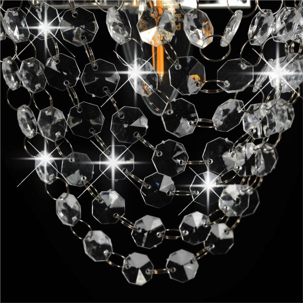 Wall Lamp with Crystal Beads Silver Oval E14 Bulb