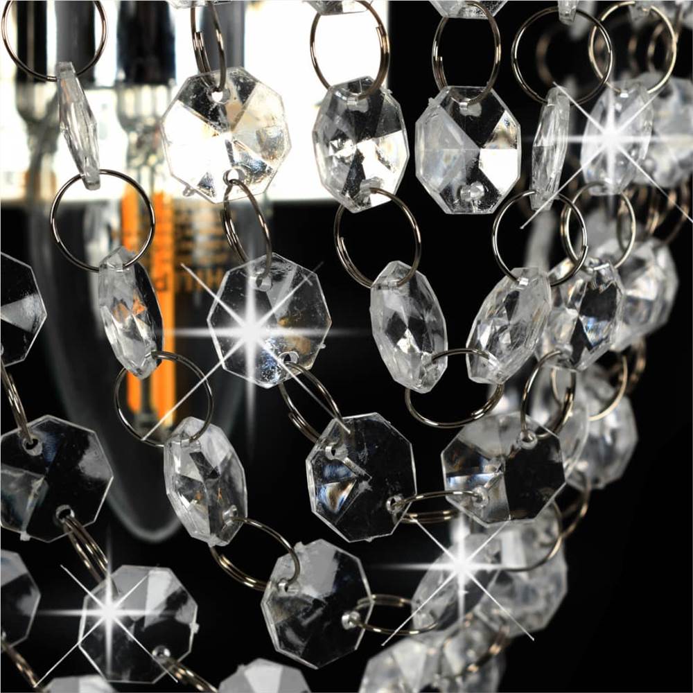 Wall Lamp with Crystal Beads Silver Oval E14 Bulb
