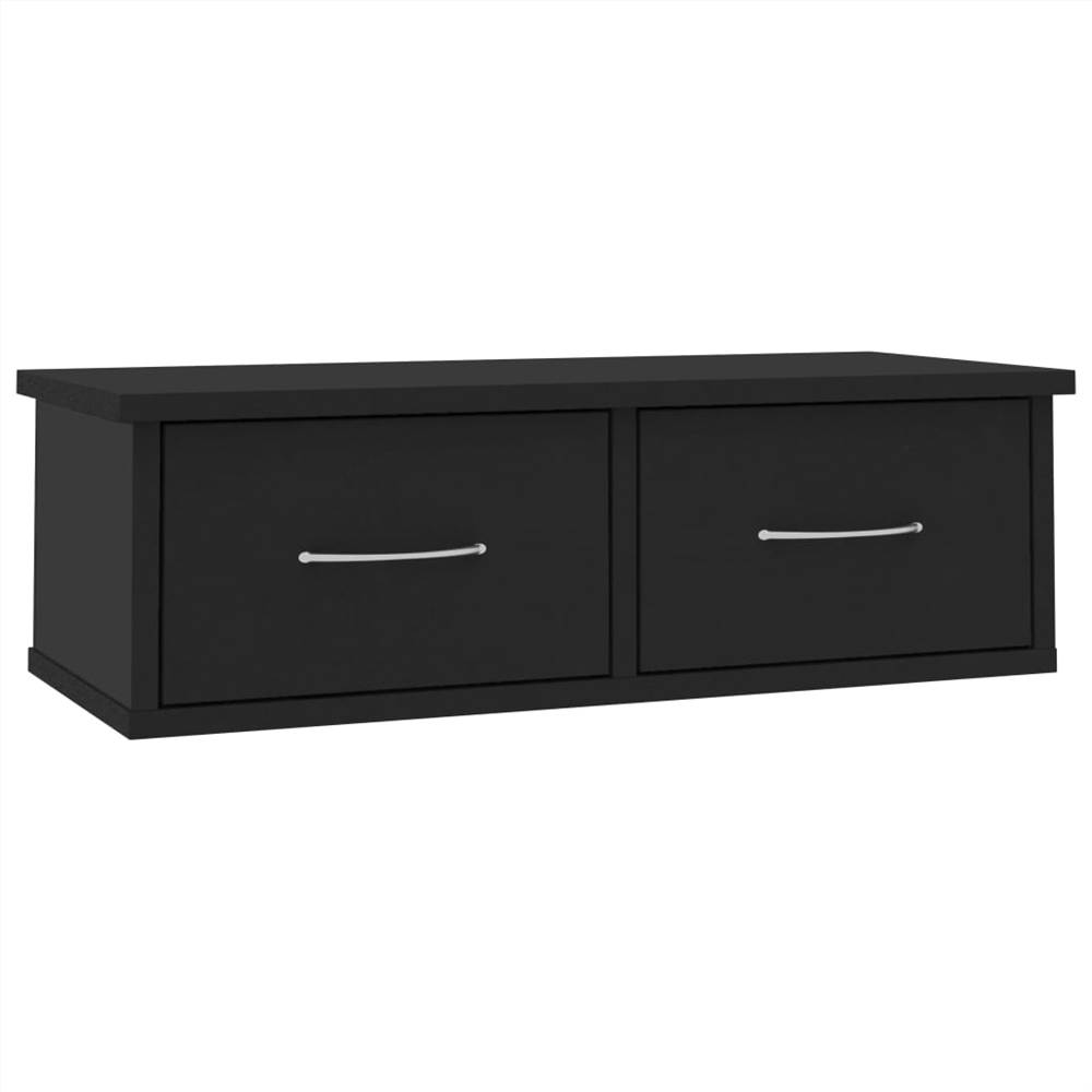 Wall-mounted Drawer Shelf Black 60x26x18.5 cm Chipboard