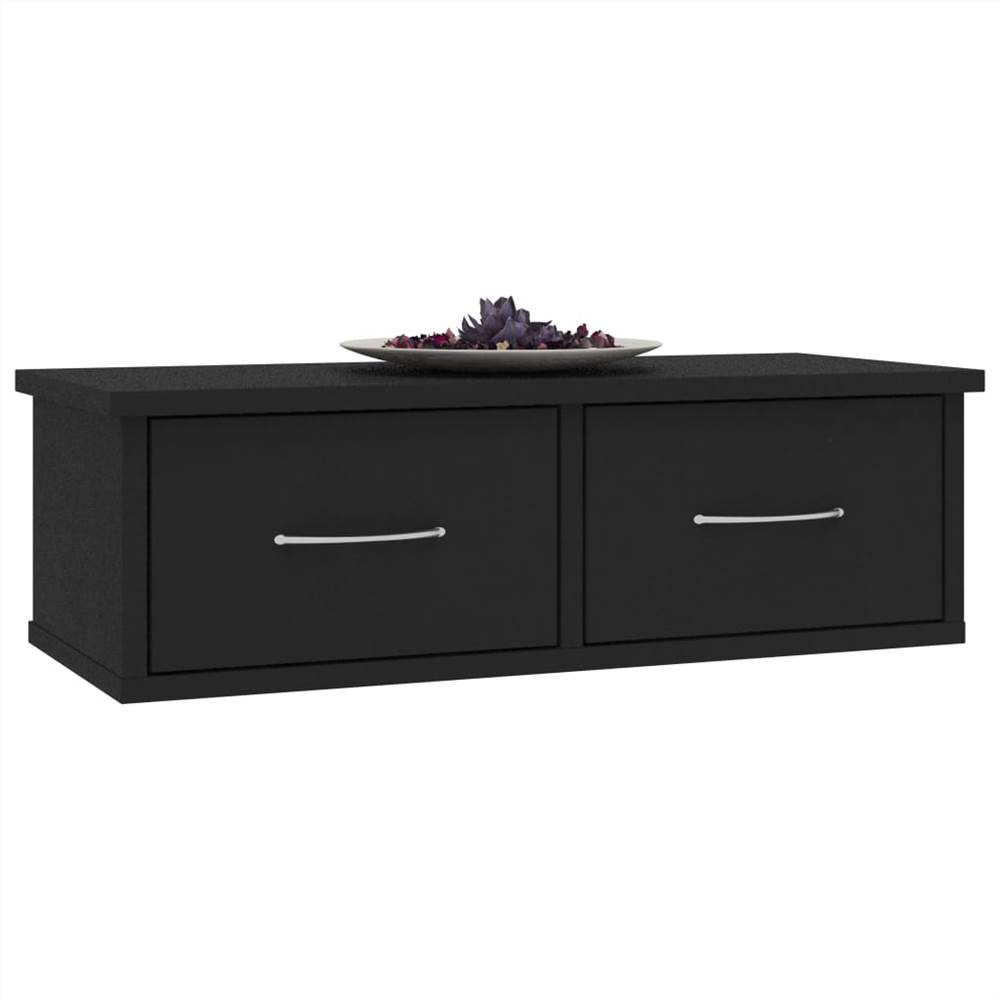 Wall-mounted Drawer Shelf Black 60x26x18.5 cm Chipboard