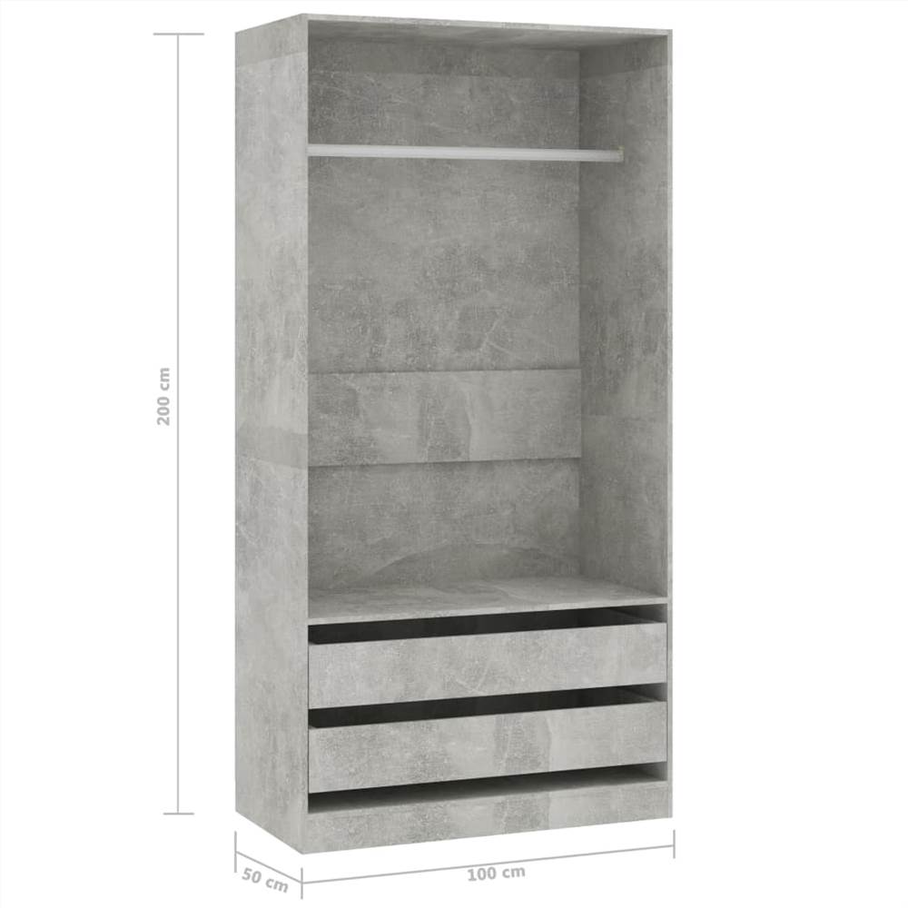 Wardrobe Concrete Grey 100x50x200 cm Chipboard
