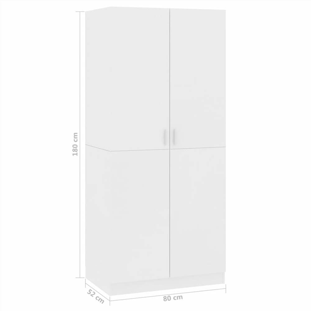 Wardrobe White 80x52x180 cm Chipboard