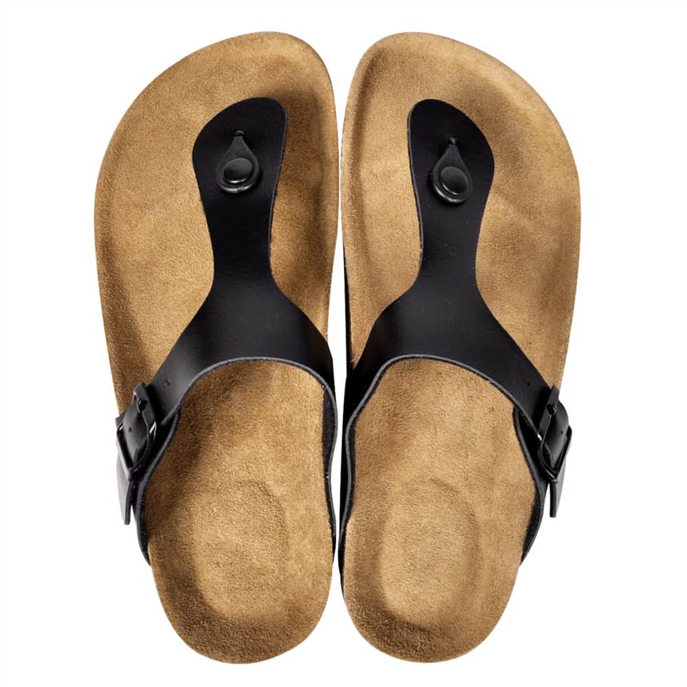 Womens Bio Cork Sandal with Flip Flop Design Black Size 41