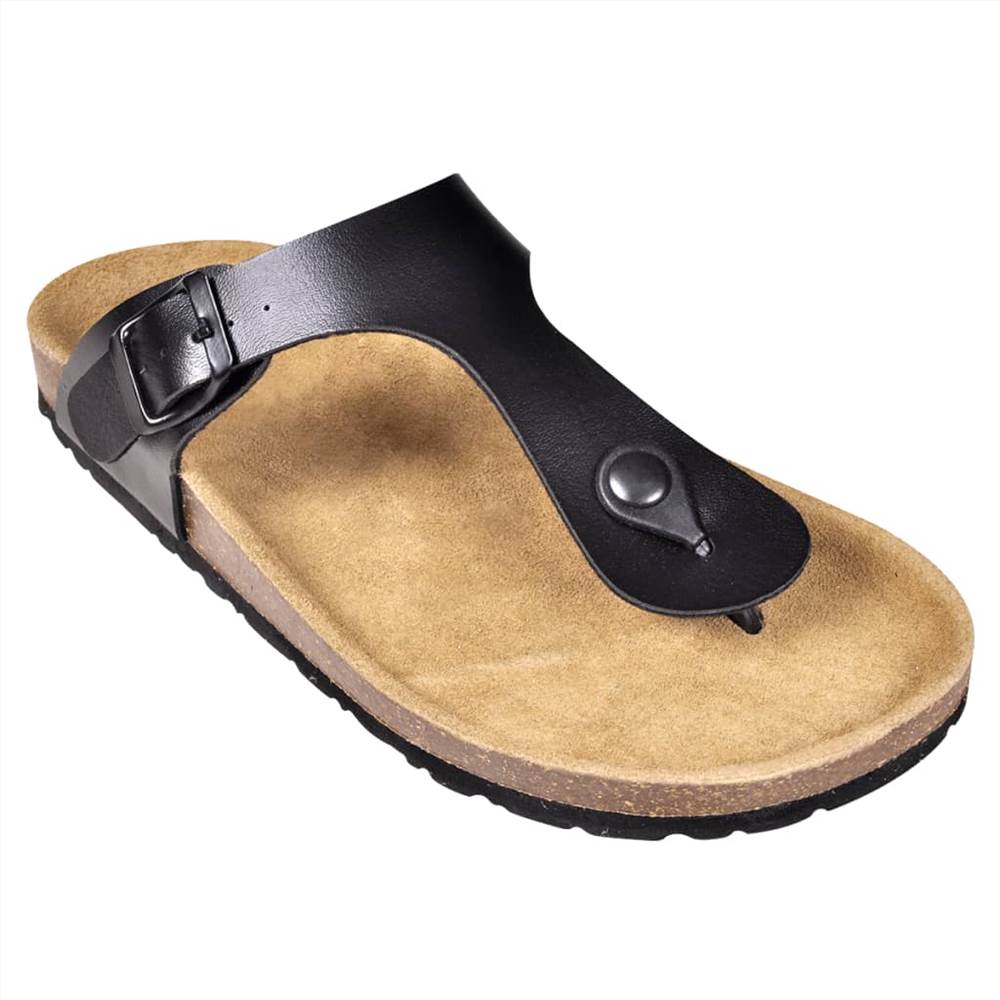 Womens Bio Cork Sandal with Flip Flop Design Black Size 41