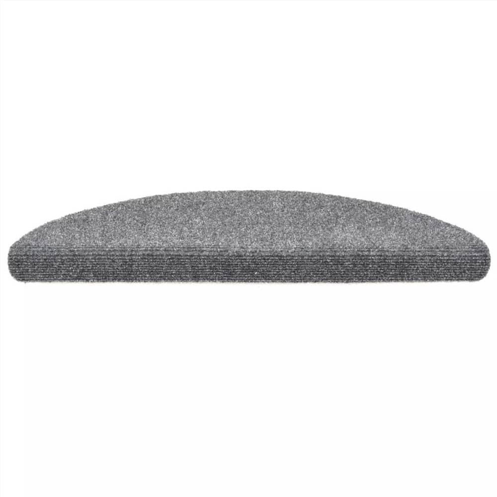 15 Self-adhesive Stair Mats Needle Punch 54x16x4cm Light Grey