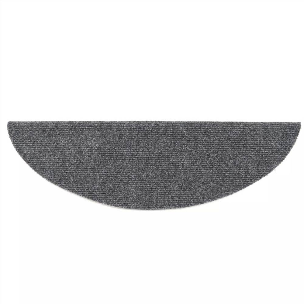 15 Self-adhesive Stair Mats Needle Punch 54x16x4cm Light Grey