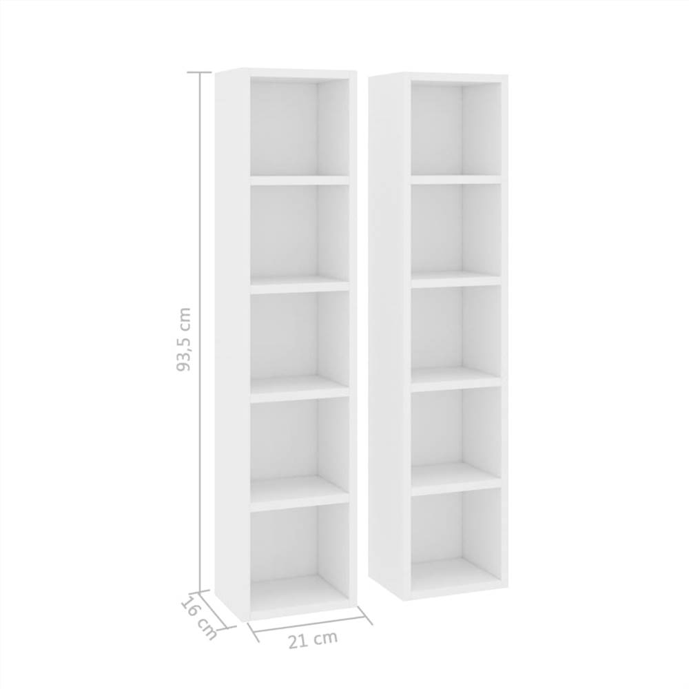 CD Cabinets 2 pcs White 21x16x93.5 cm Chipboard