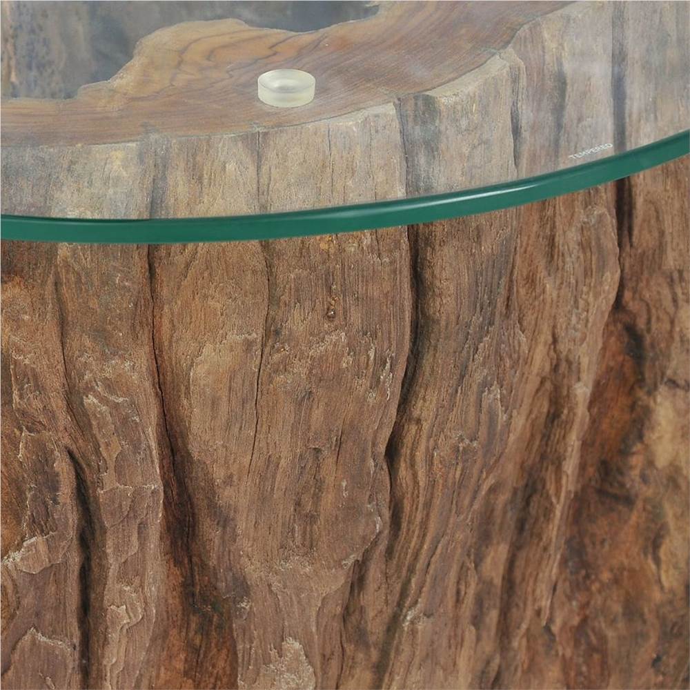 Coffee Table Teak Glass 50x40 cm