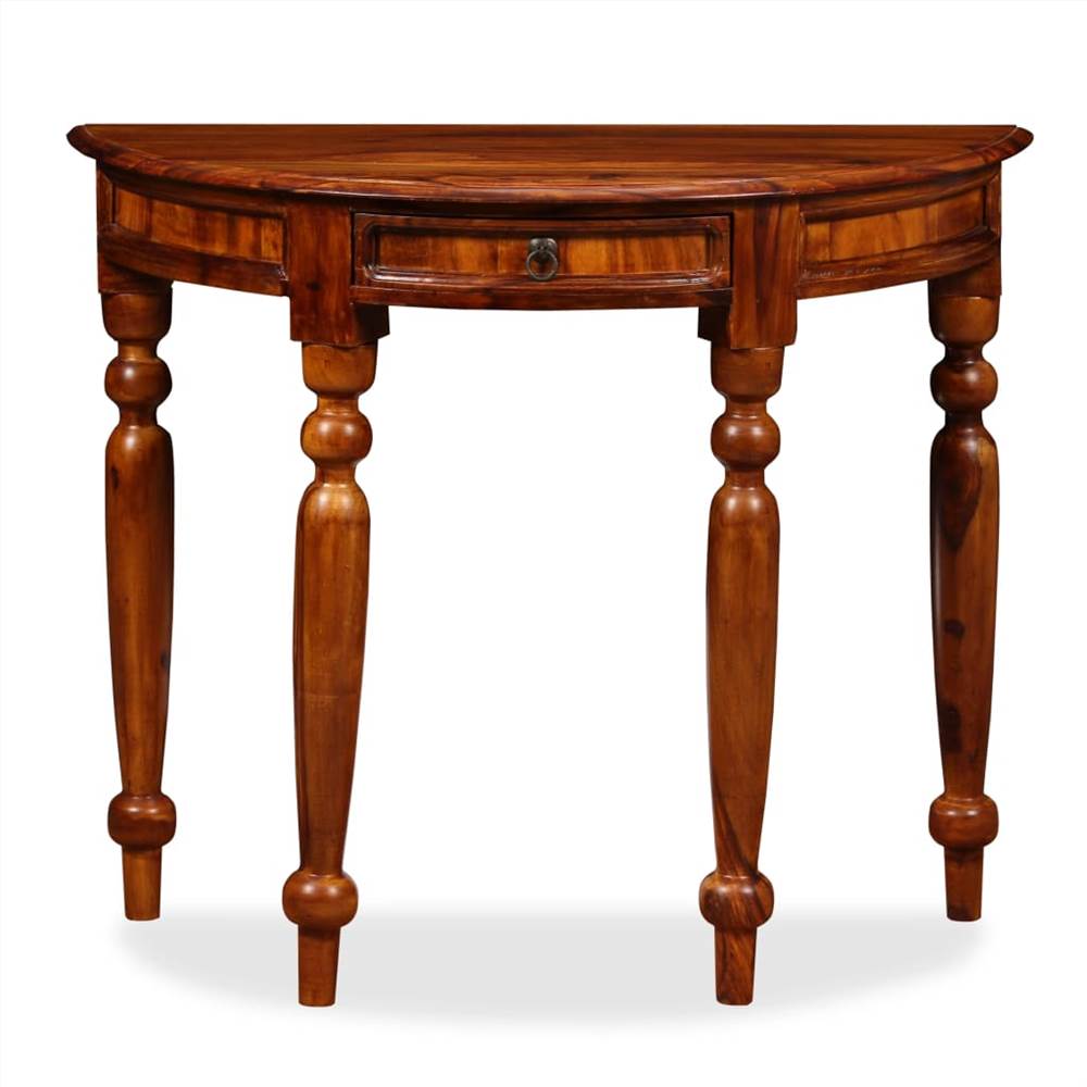Console Table Solid Sheesham Wood 90x40x76 cm Half Round