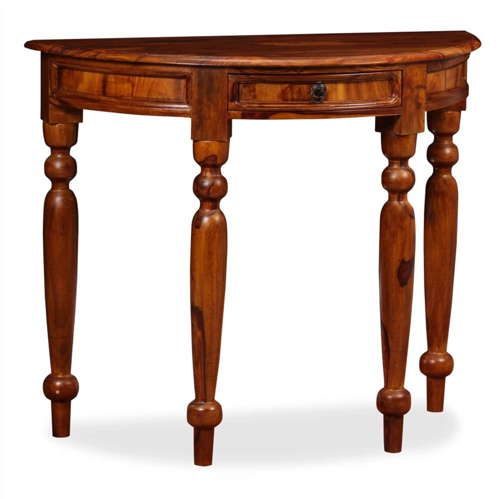 Console Table Solid Sheesham Wood 90x40x76 cm Half Round