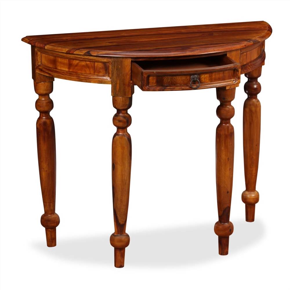 Console Table Solid Sheesham Wood 90x40x76 cm Half Round