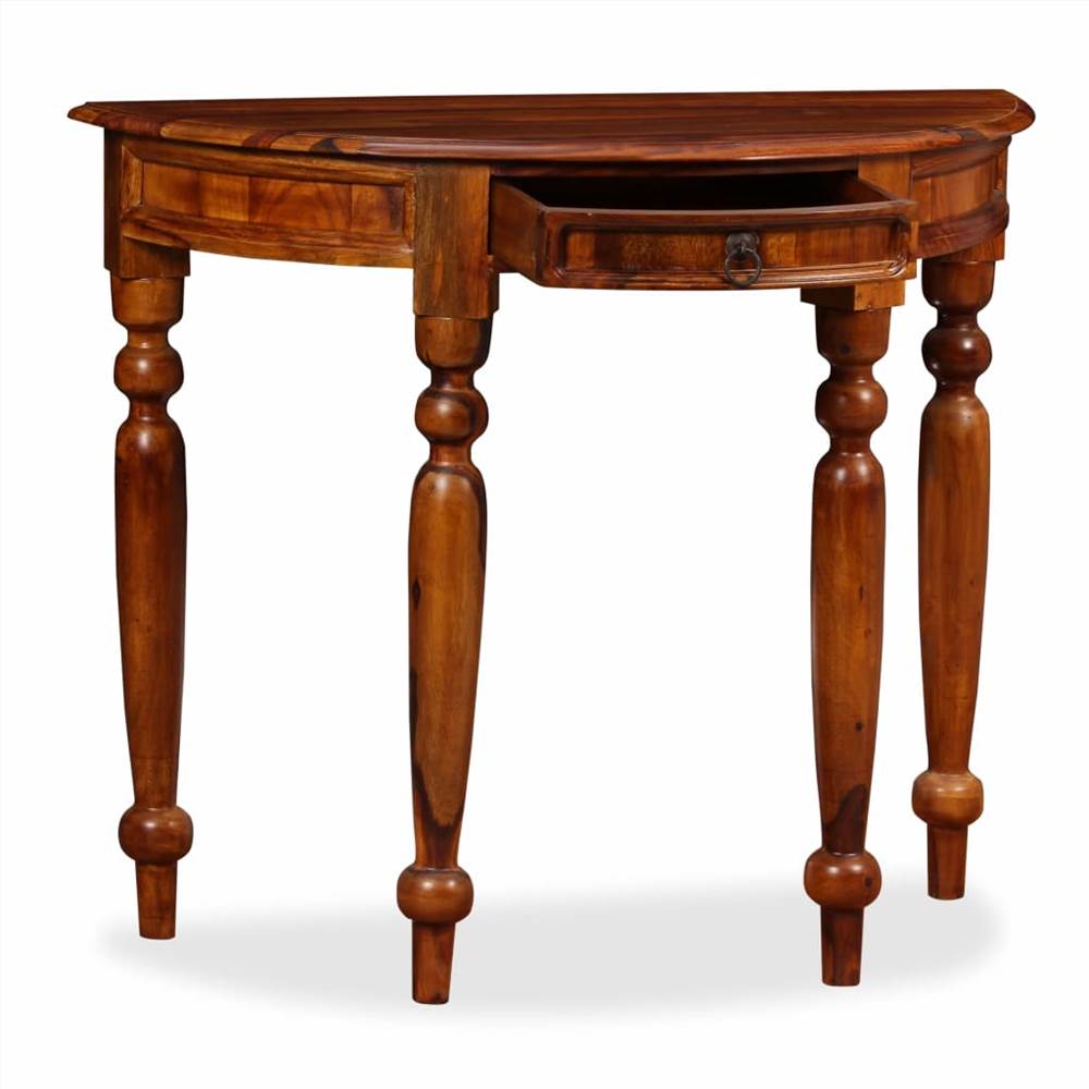Console Table Solid Sheesham Wood 90x40x76 cm Half Round