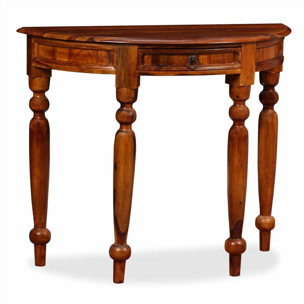 Console Table Solid Sheesham Wood 90x40x76 cm Half Round