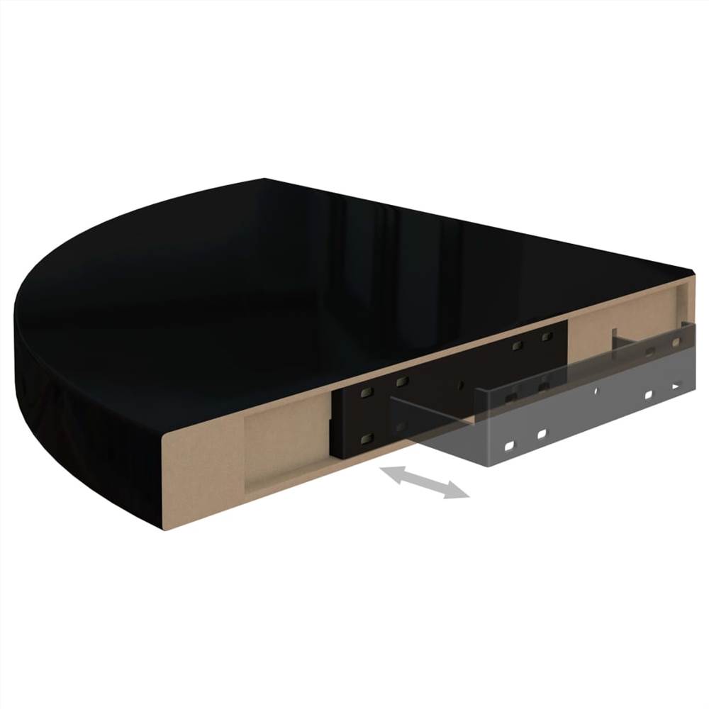 Floating Corner Shelves 4 pcs High Gloss Black 35x35x3.8 cm MDF