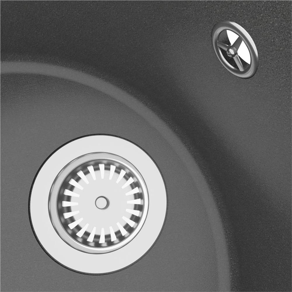 Kitchen Sink with Overflow Hole Oval Grey Granite