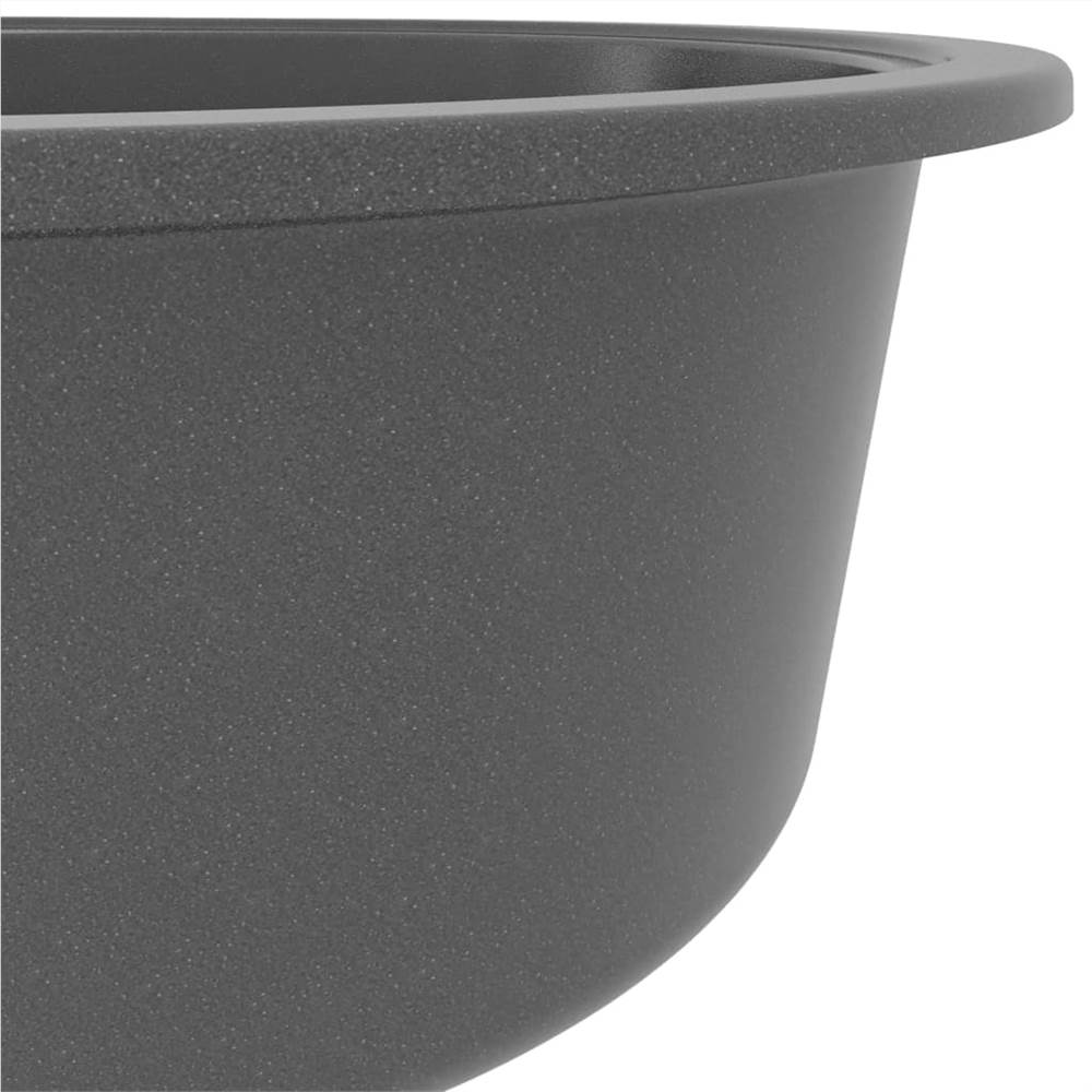 Kitchen Sink with Overflow Hole Oval Grey Granite
