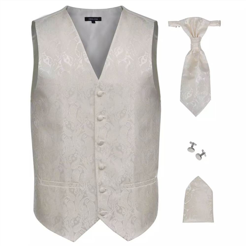Mens Paisley Wedding Waistcoat Set Size 50 Cream