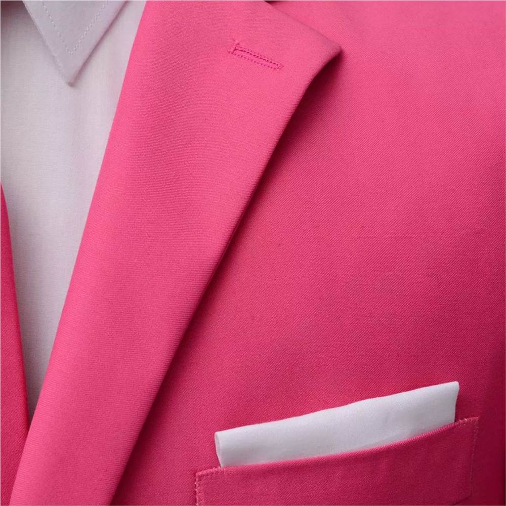 Mens Two Piece Suit with Tie Pink Size 46