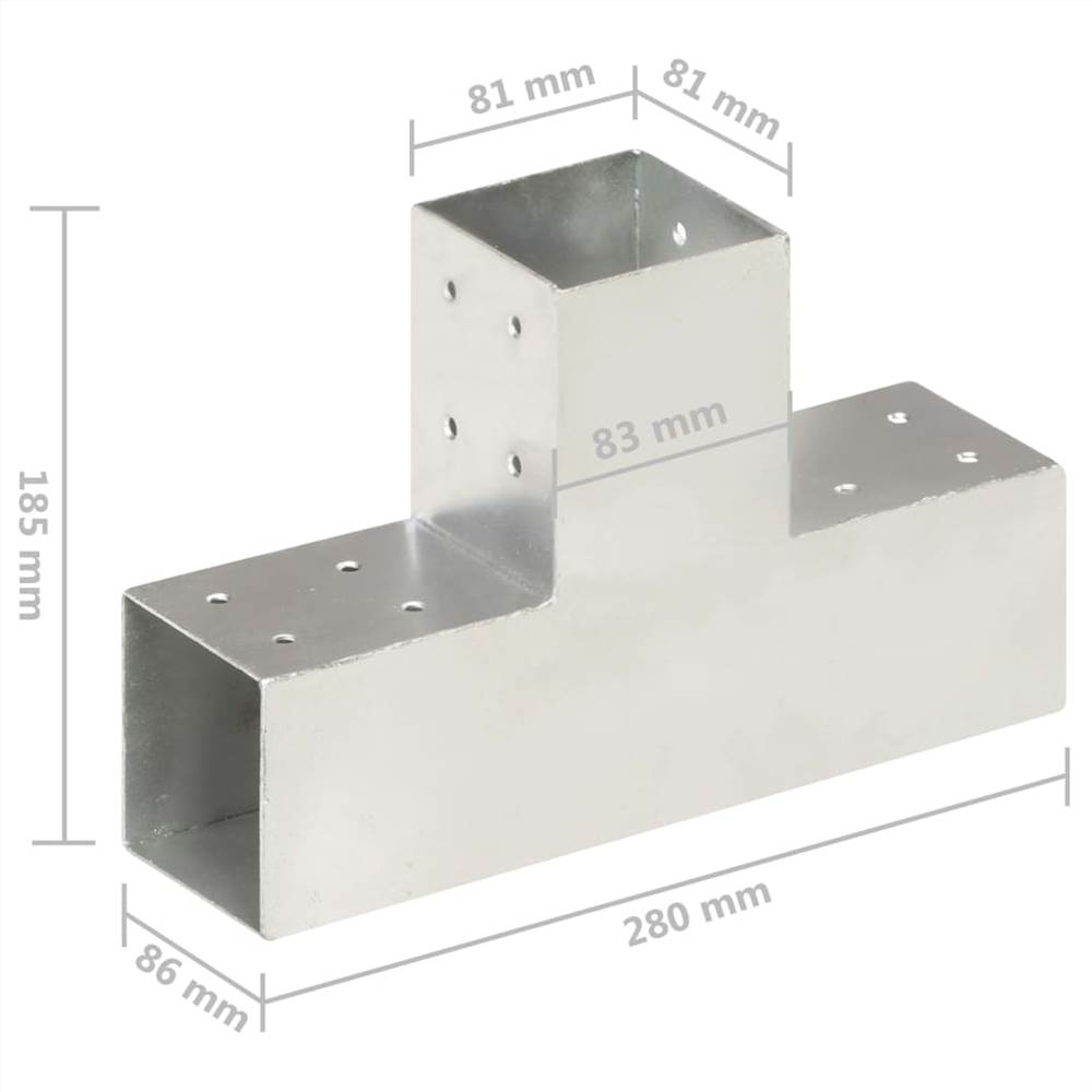 Post Connector T Shape Galvanised Metal 81x81 mm