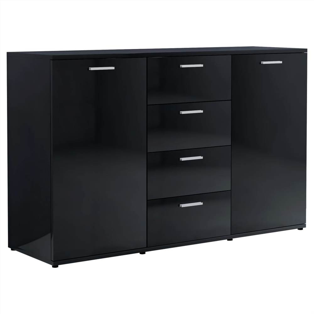 Sideboard High Gloss Black 120x35,5x75 cm Chipboard