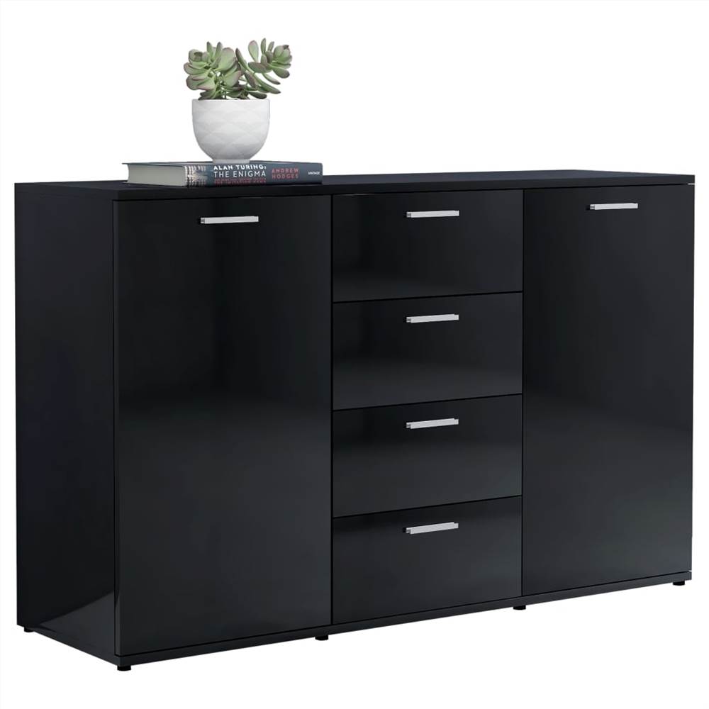 Sideboard High Gloss Black 120x35,5x75 cm Chipboard