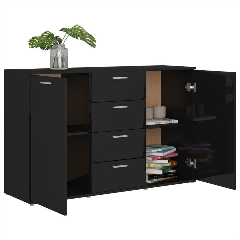 Sideboard High Gloss Black 120x35,5x75 cm Chipboard