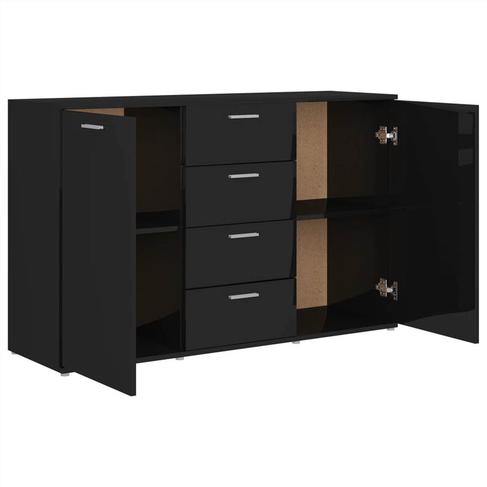 Sideboard High Gloss Black 120x35,5x75 cm Chipboard