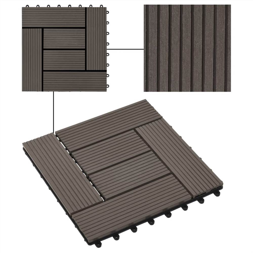 22 pcs Decking Tiles 30x30 cm 2 sqm WPC Dark Brown