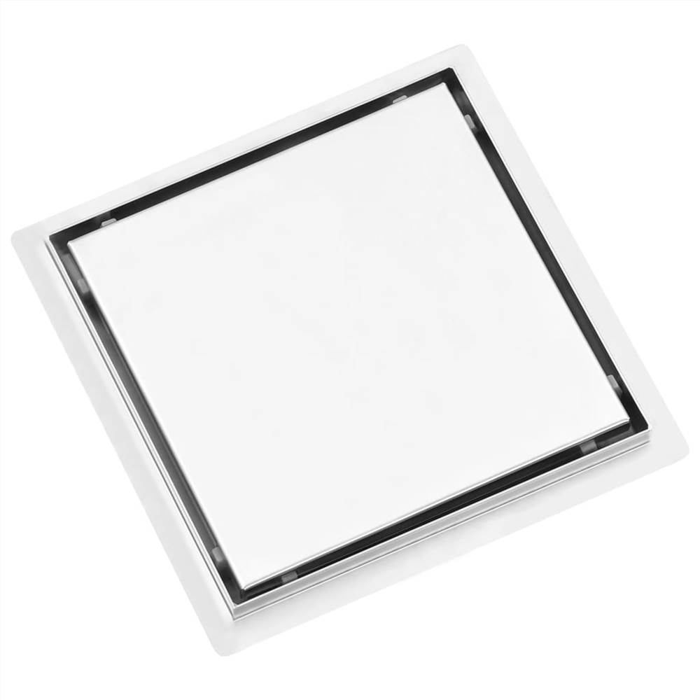 Shower Drain With 2-in-1 Flat and Tile Insert Cover 20x20 cm Stainless Steel