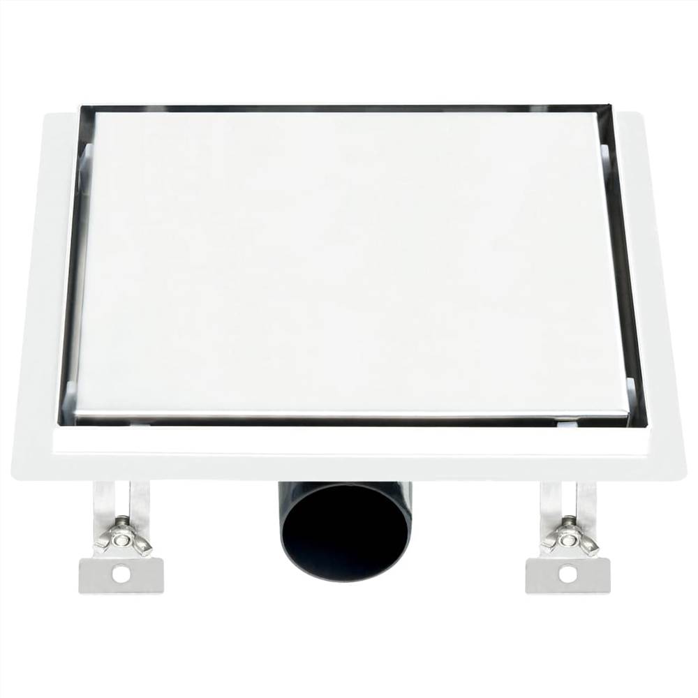 Shower Drain With 2-in-1 Flat and Tile Insert Cover 20x20 cm Stainless Steel