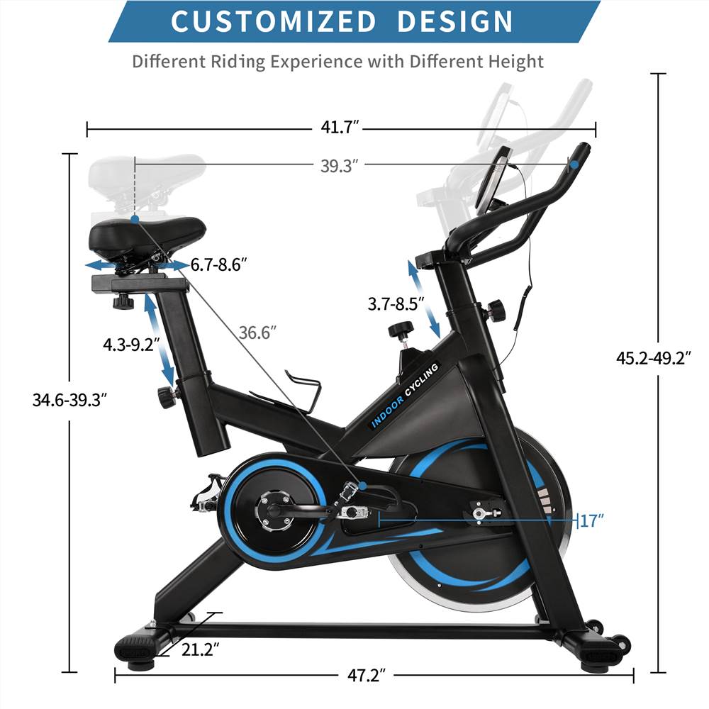 Chromed Flywheel, Silent Belt Drive Indoor Cycle Bike with Leather Resistance Pad Belt Drive Stationary Exercise Bike
