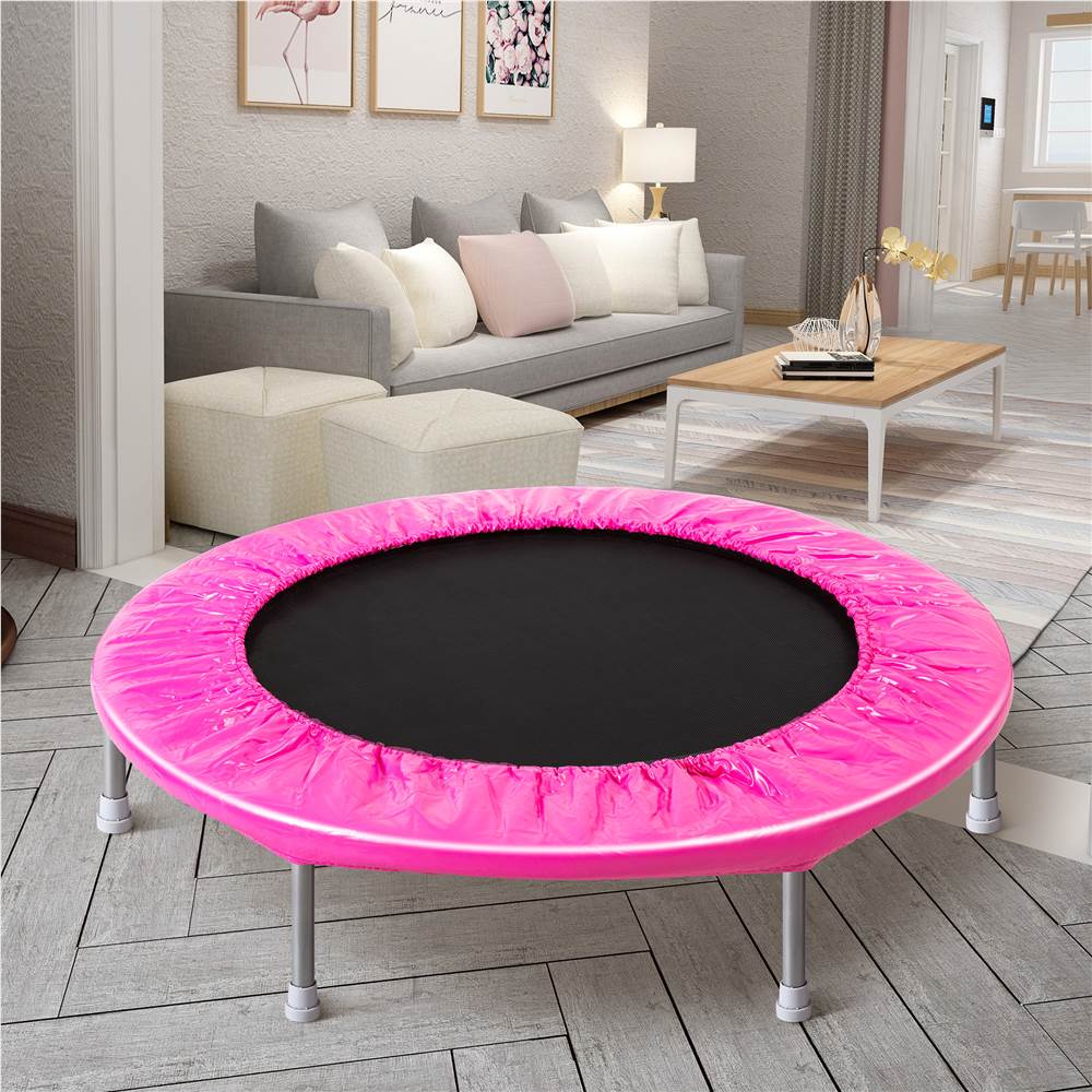 

38 Inch Mini Trampoline Adults Exercise Indoor Trampoline for Kids - Pink