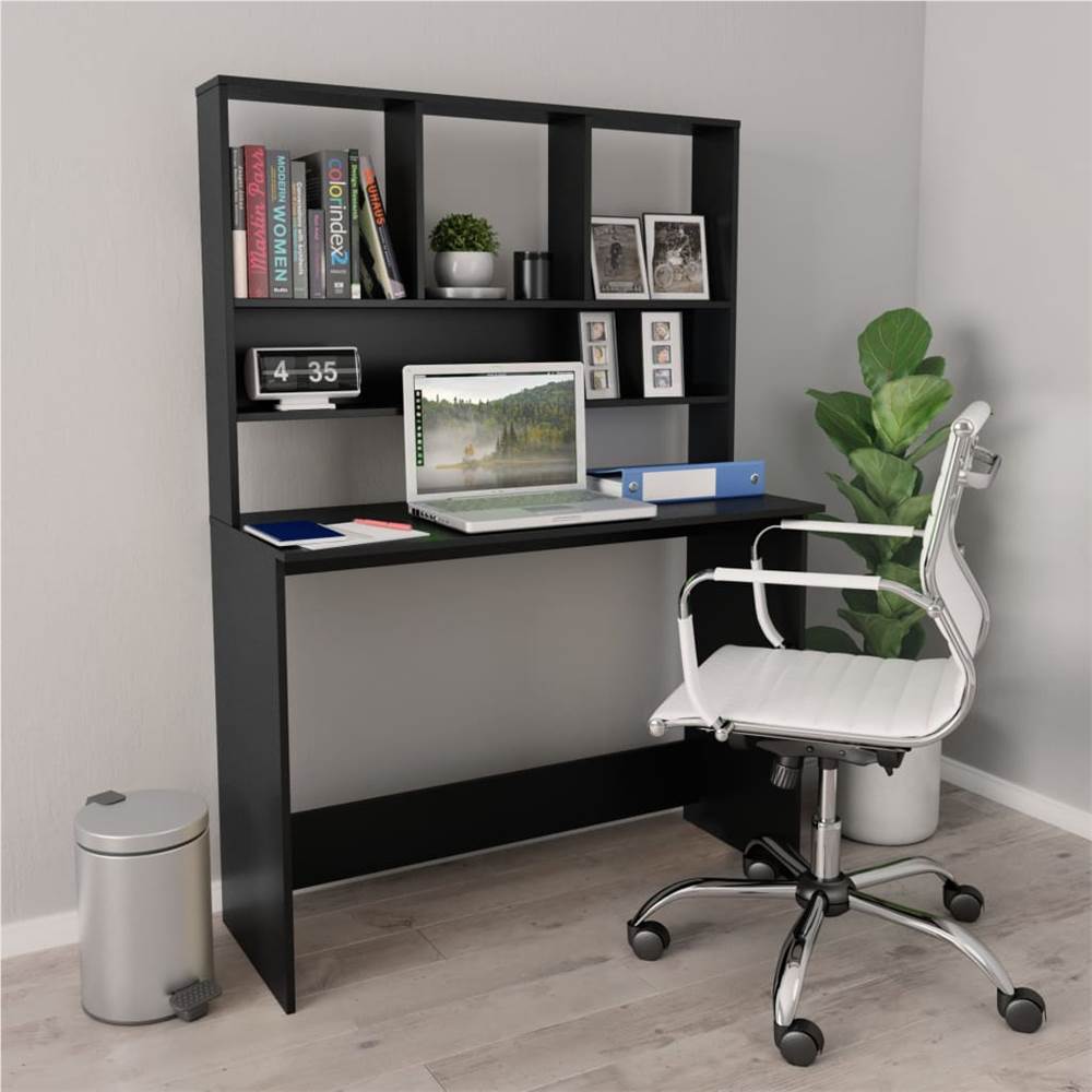 Desk with Shelves Black 110x45x157 cm Chipboard