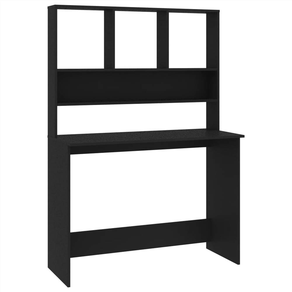 Desk with Shelves Black 110x45x157 cm Chipboard