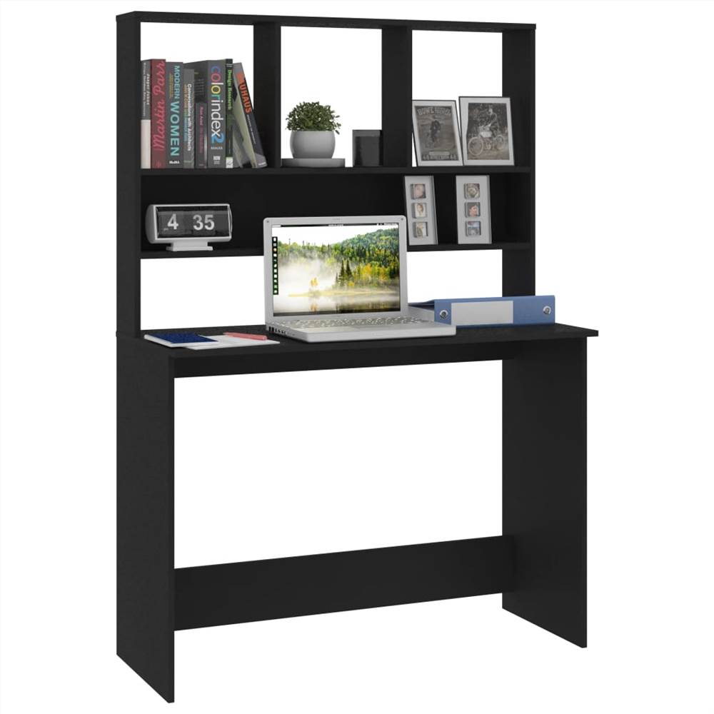Desk with Shelves Black 110x45x157 cm Chipboard
