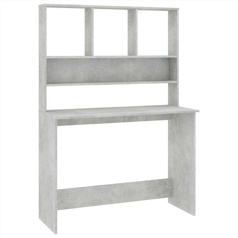 Desk with Shelves Concrete Grey 110x45x157 cm Chipboard