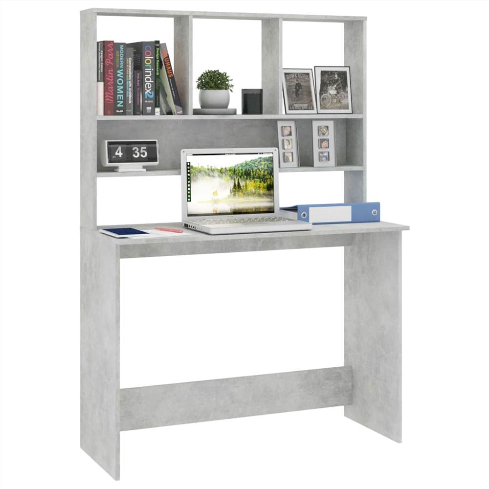 Desk with Shelves Concrete Grey 110x45x157 cm Chipboard