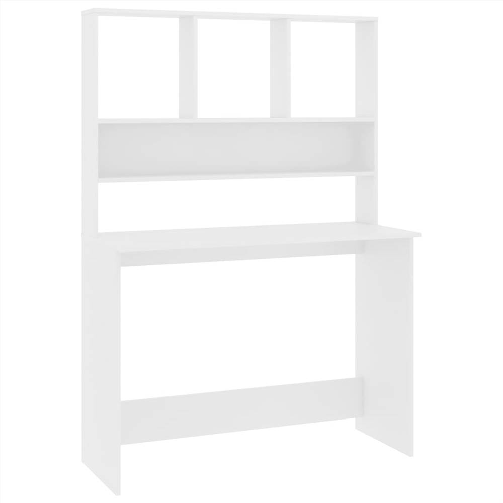 Desk with Shelves White 110x45x157 cm Chipboard