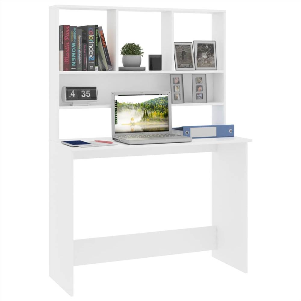 Desk with Shelves White 110x45x157 cm Chipboard