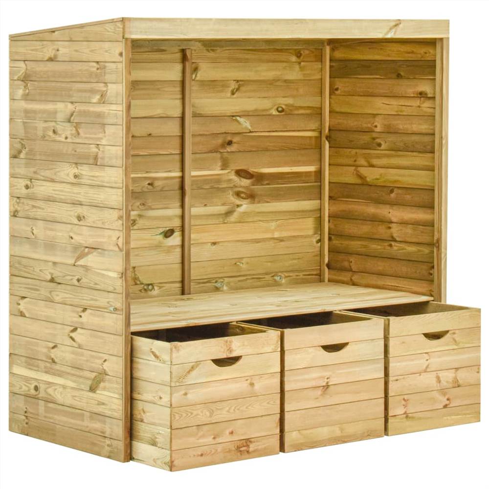 Garden Arbour Bench with 3 Drawers 170 cm Solid Pinewood
