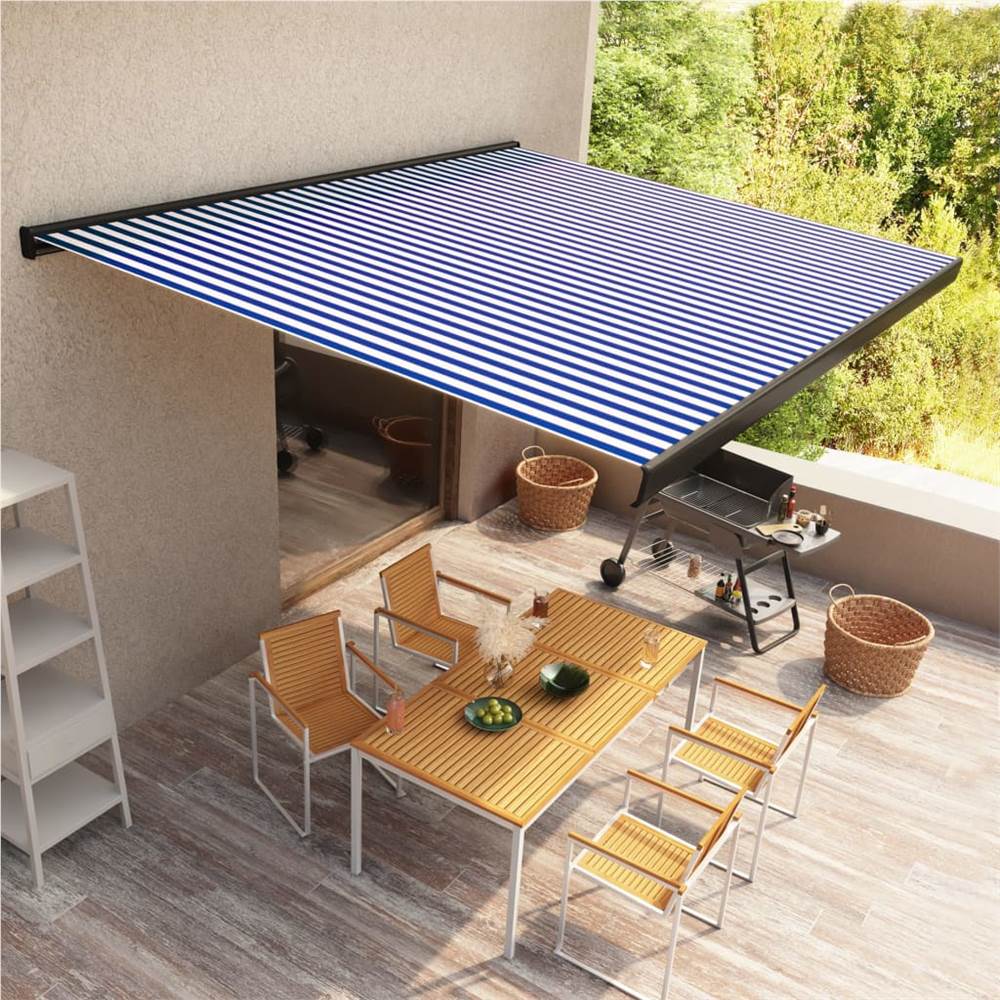 Motorised Cassette Awning 400x300 cm Blue and White
