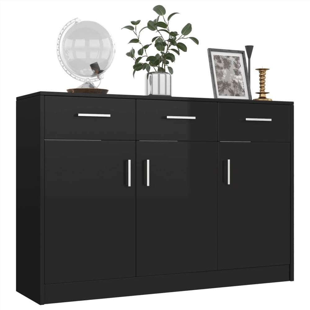 Sideboard High Gloss Black 110x34x75 cm Chipboard