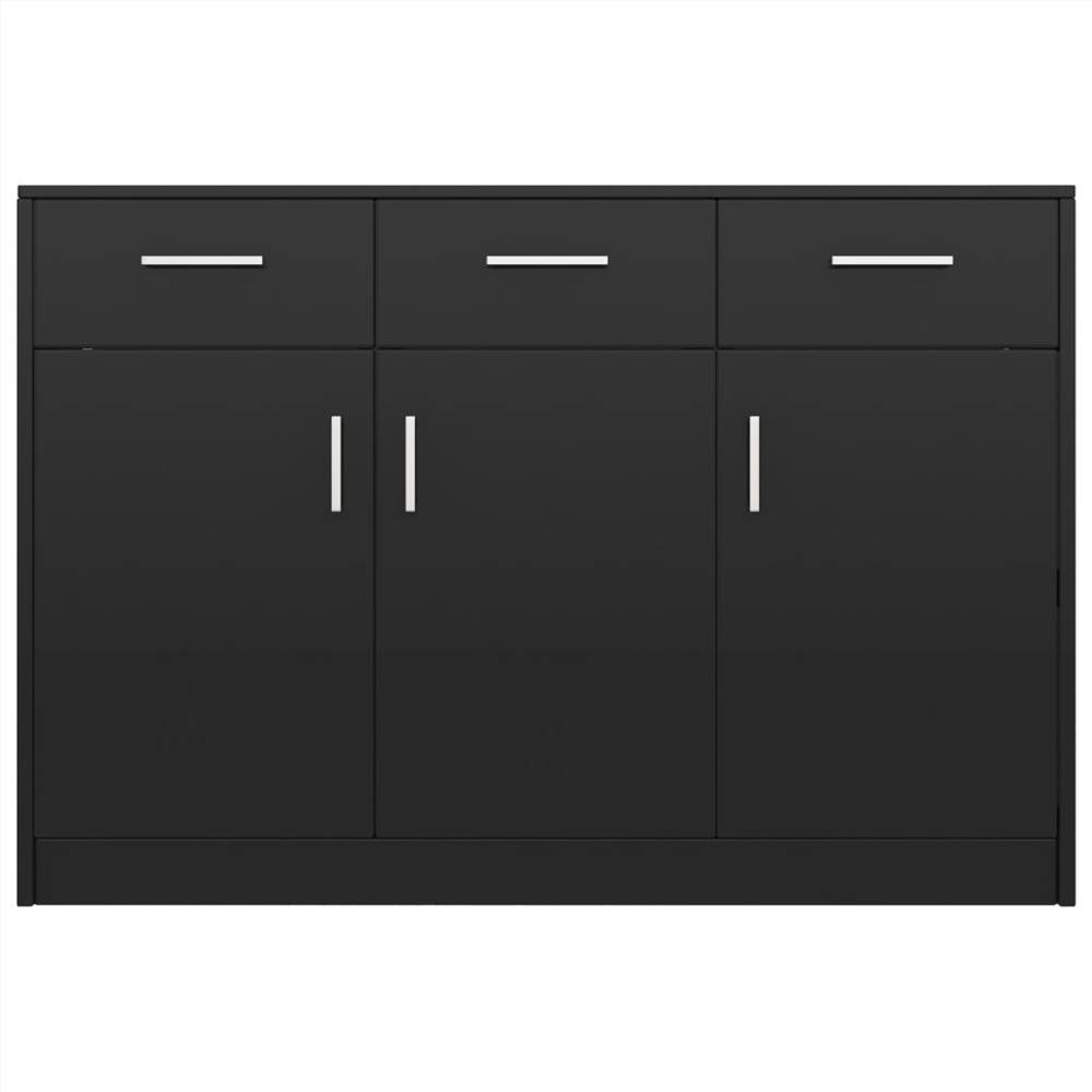 Sideboard High Gloss Black 110x34x75 cm Chipboard