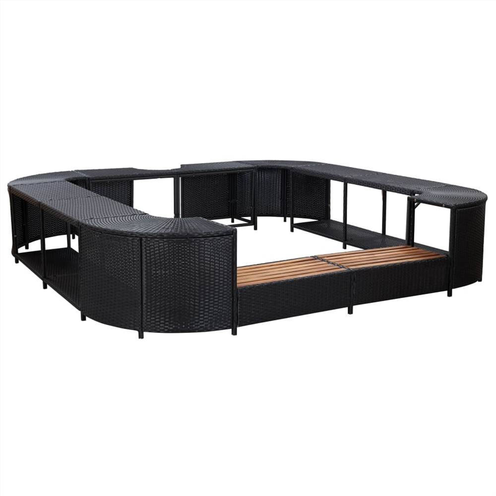 Square Spa Surround Black 268x268x55 cm Poly Rattan