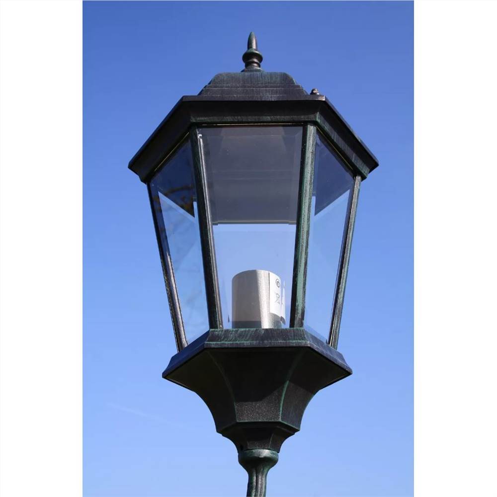 Garden Light Post 3-arms 230 cm Dark Green/Black Aluminium