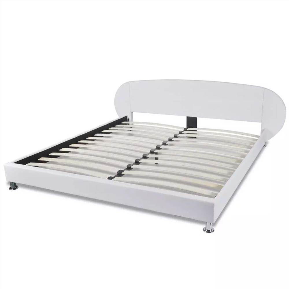 Bed Frame 5FT King Size/150x200 cm Artificial Leather White