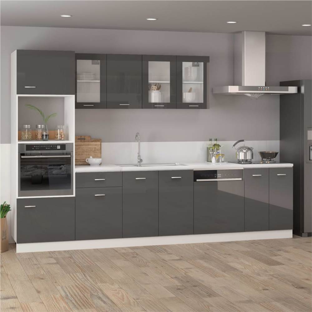 Hanging Glass Cabinet High Gloss Grey 40x31x60 cm Chipboard