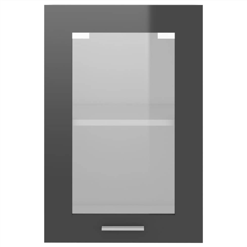 Hanging Glass Cabinet High Gloss Grey 40x31x60 cm Chipboard